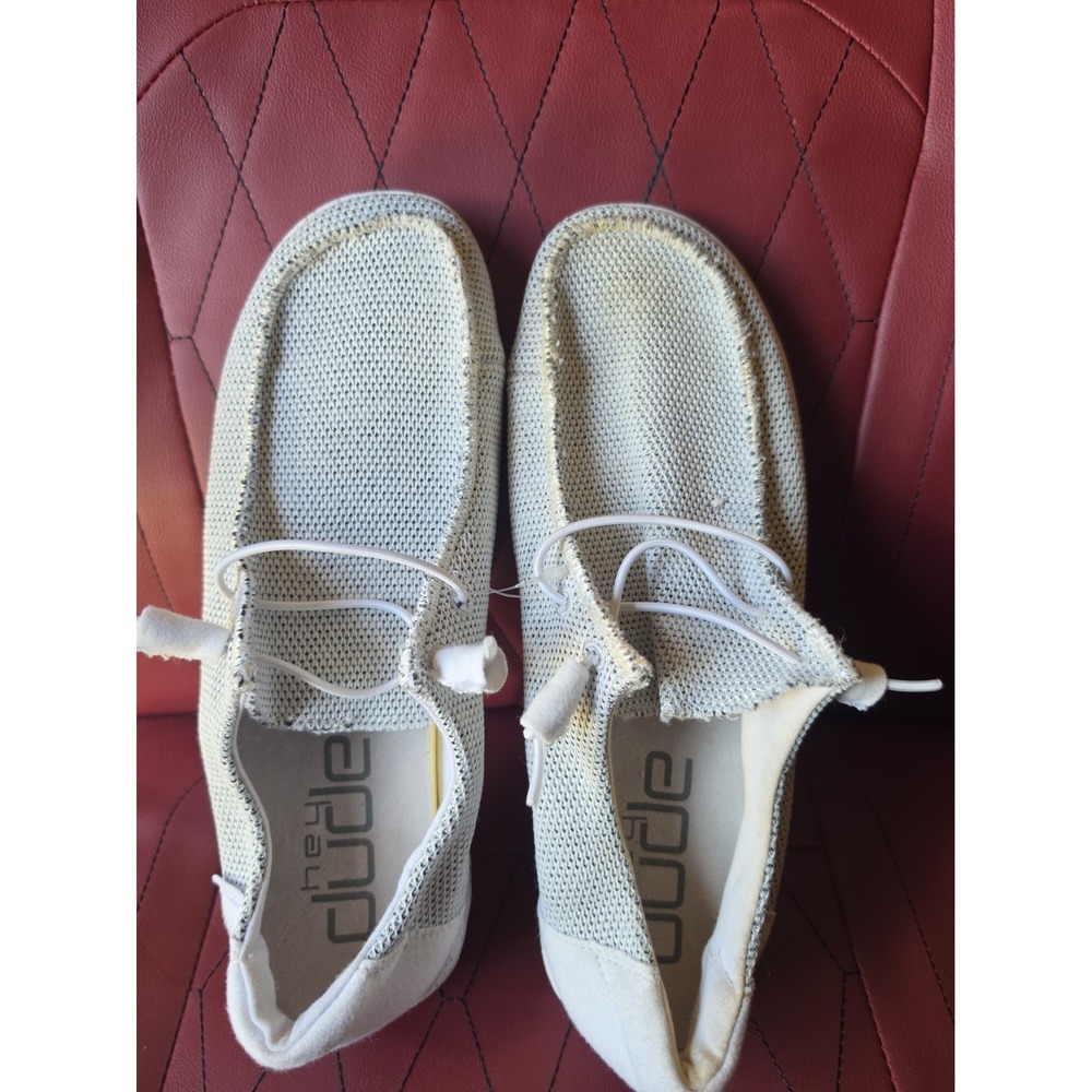 Hey Dude Wally Stretch Men's Casual Shoes Gray and White, Size 10